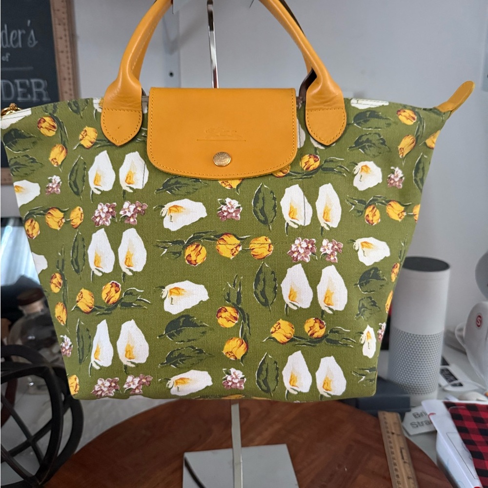 Longchamp Floral Green and Yellow Women's Bag made in France $150 or best offer